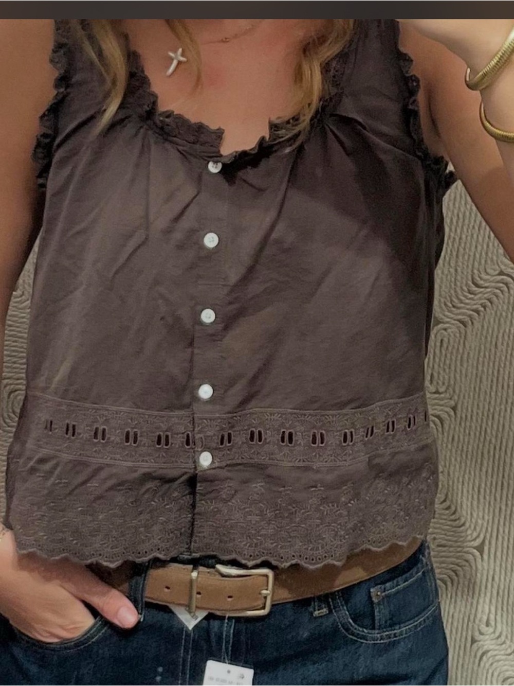 Madewell Embroidered Scalloped Tank